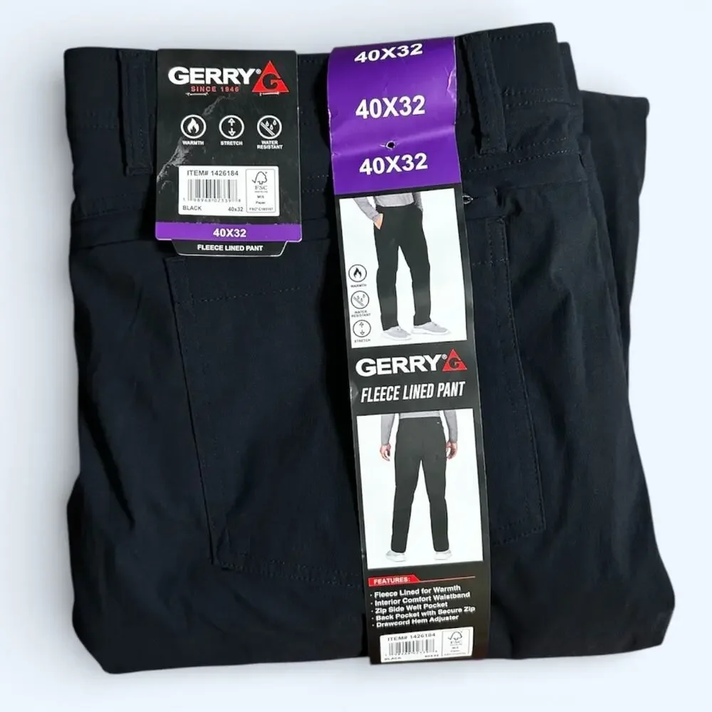 Gerry Men's Fleece Lined Pant Black Size 40x32